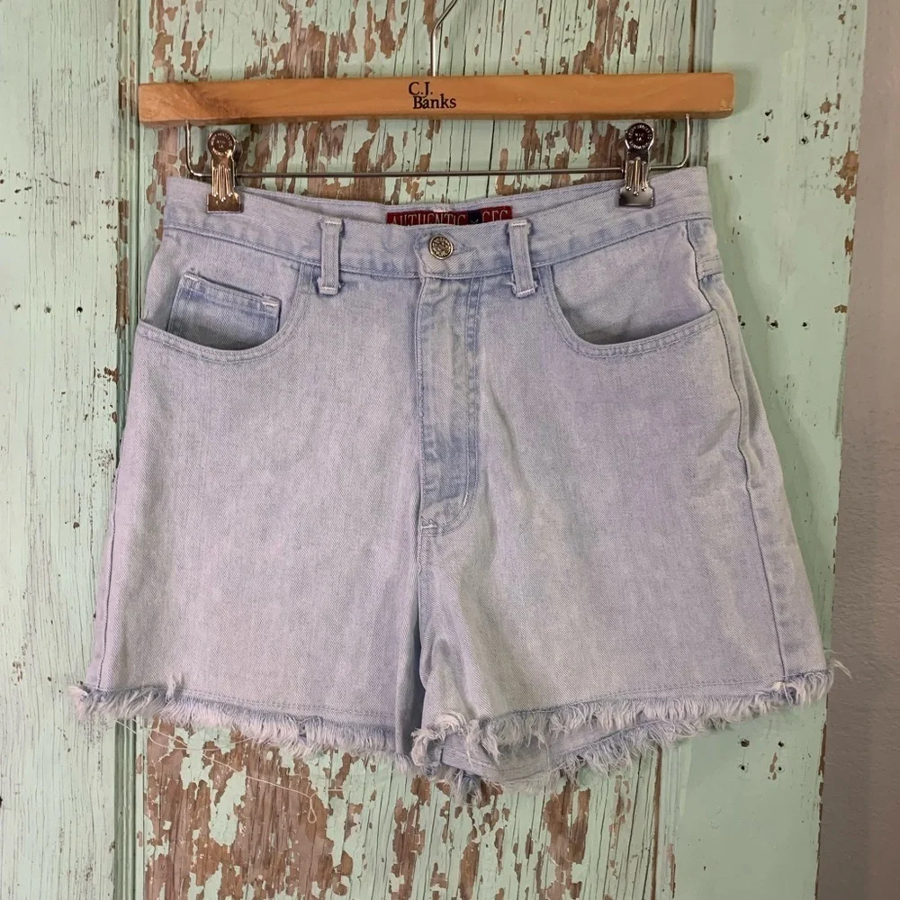 Women’s vintage Authentic GFC high-waisted light blue wash denim shorts